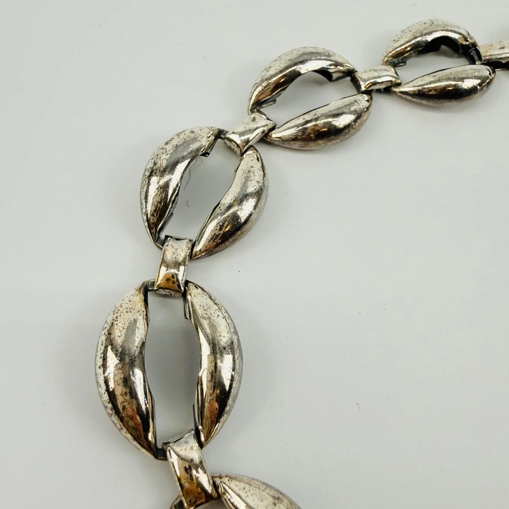 Vintage Danecraft Sterling Silver Modernist Link Necklace 44g Mid Century